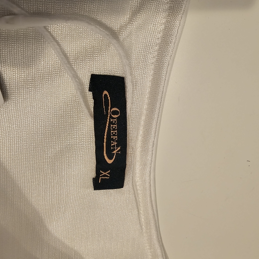 XL OFEEFAN Chic White Puff Sleeve Mini Dress NWT Feminine Tie Back Neckline - Picture 7 of 7